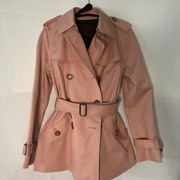 Coach Jackets & Blazers - Coach womens Pink trench coat lined Excellent Condition XXS - 0315